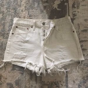 Levi’s white denim cutoff shorts